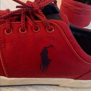 Red polo shoes canvas sneakers